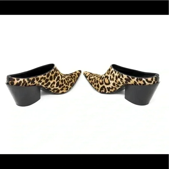 Haider Ackermann Leopard Print Pointed Mules Size 38 Block‎ Wedge Leather Heel - Picture 2 of 7